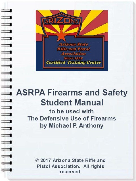 A book cover with the words asrpa firearms and safety student manual