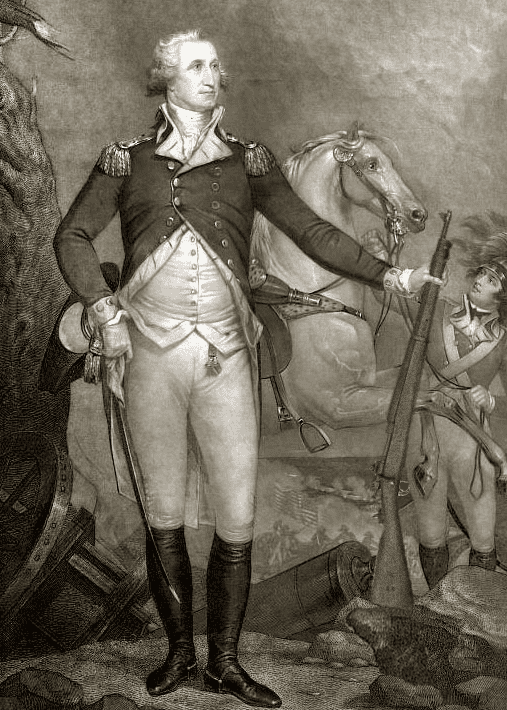 A painting of a man in uniform holding a rifle.