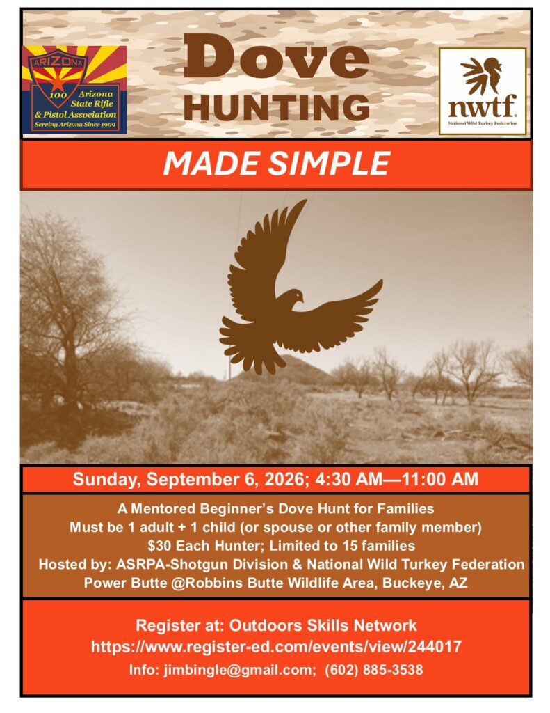 Dove hunting poster with flying dove silhouette